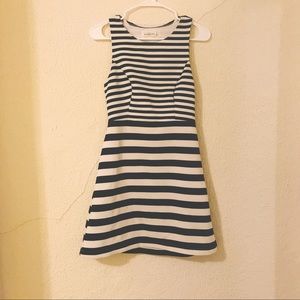Navy and white striped dress